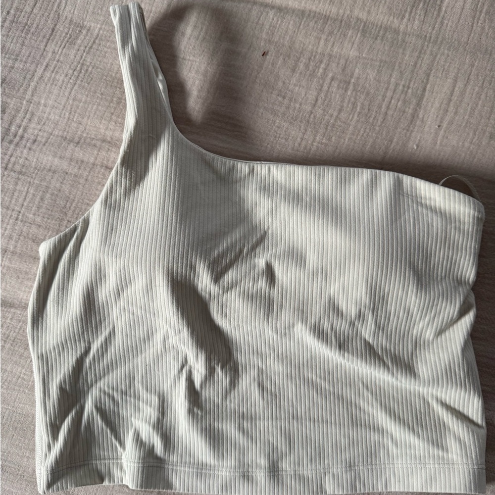 lululemon athletica One-Shoulder Ribbed White Crop Top